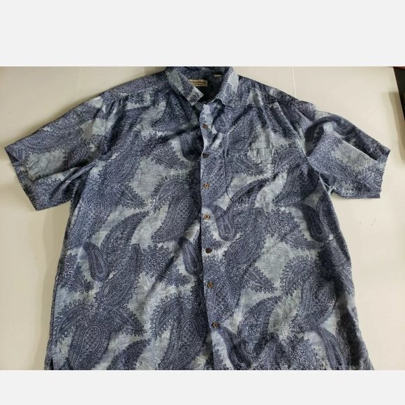 Caribbean Silk Other - Caribbean Silk Blue Paisley Bandana Hawaiian Button Shirt 2XL
